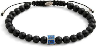 Degs & Sal Mens Venetian Lion Beaded Slider Bracelet in Royal Blue/Black at Nordstrom