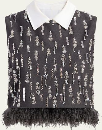 Cinq &agrave; Sept Selene Embellished Crop Top