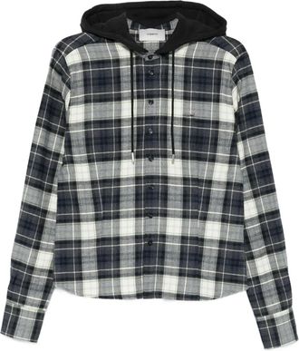 Coperni plaid-pattern hooded shirt - women - Cotton - 44 - White