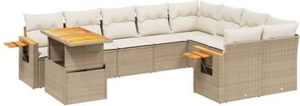 vidaXL Juego De Sof&aacute;s Jard&iacute;n Con Cojines Beige 10 Pzas Rat&aacute;n Sint&eacute;tico Vidaxl
