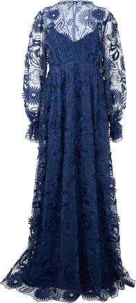Alberta Ferretti Kleedjes, Dames, Blauw, L, Polyester, Lange jurk met elegante halslijn