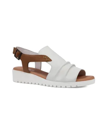 Django & Juliette Womens Madis Sandals In White Dark Tan Leather