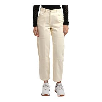 Patrizia Pepe Broek met Hoge Taille - Dames - Straight fit broeken - Beige - W32 - Broeken