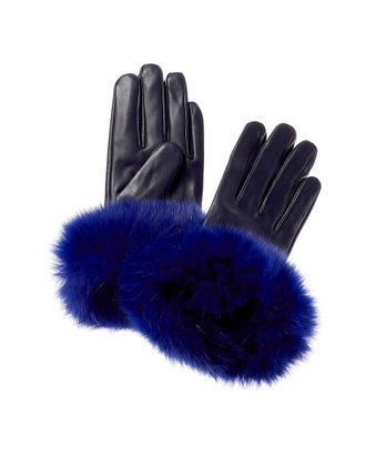 La Fiorentina Leather Gloves, Blue