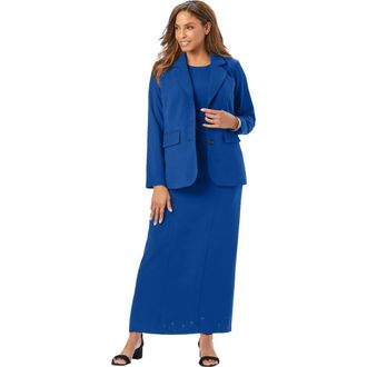 Jessica London Stretch Crepe Maxi Jacket Dress in Dark Sapphire at Nordstrom, Size 32