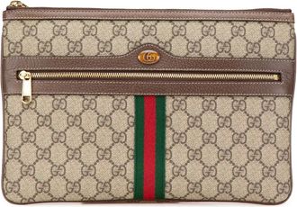 Gucci Clutch Ophidia grande in tessuto GG Supreme con decorazione Web 2016 a oggi - Marrone