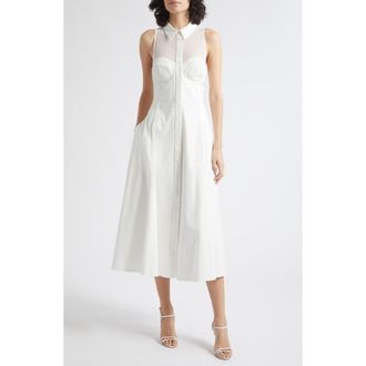 Reiss Hera Broderie Anglaise Cotton Midi Dress in Ivory at Nordstrom, Size 12