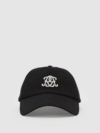 Reiss Black Monogram Embroidered Baseball Cap