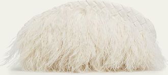 Bottega Veneta Nappa Leather & Feather Clutch Bag