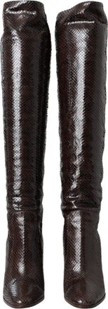 Dolce & Gabbana Brown Exotic Leather Heels High Boots Womens Shoes