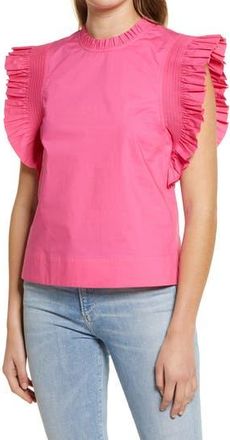 English Factory Ruffle Sleeve Top in Fuchsia at Nordstrom Rack, Size X-Small