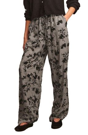 Next Floral Flocked Gingham Drawstring Pants in Multi at Nordstrom, Size 10