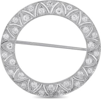 Luxury Bazaar Antique Platinum 1.0ct Diamond Open Circle Brooch MF09-062426