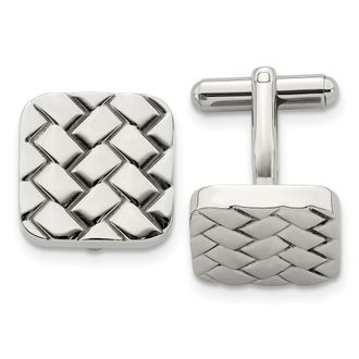 Diamond2Deal Stainless Steel Polished Weave Design Cufflinks