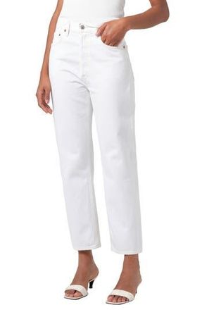 A Gold E 90s Pinch Waist High Waist Crop Straight Leg Jeans in Marshmallow (Clean White) at Nordstrom Rack, Size 33
