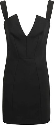 Givenchy Zwarte V-Hals Mini Jurk - Dames - Korte kleedjes - Zwart - S - Polyester - Kleedjes