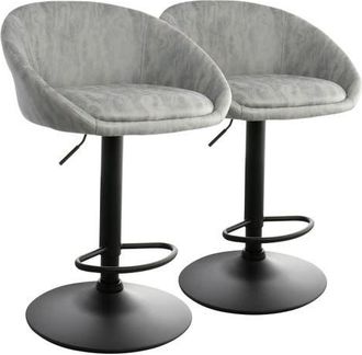 Elama 2 Piece Cloth Adjustable Bar Stool Set in Gray at Nordstrom