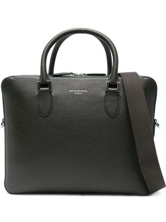 Aspinal of London Mount Street leather briefcase - men - Calf Leather - One Size - Green