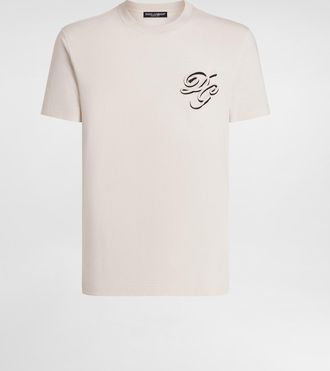 Dolce & Gabbana Cotton T-shirt With Embroidery - Man T-shirts And Polos Cream 44