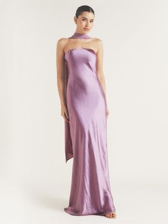 Six Stories Bandeau Satin Bridesmaid Dress in Orchid at Nordstrom, Size 12