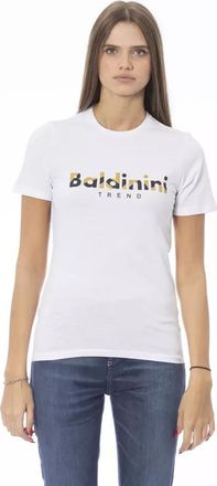 Baldinini Womens Short Sleeve Logo Tshirt - White Cotton - Size X-Large