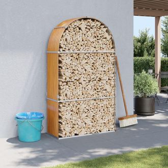vidaXL Le&ntilde;ero De Acero Galvanizado Acabado De Madera 120x45x210 Cm Vidaxl