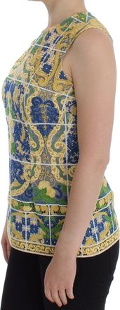 Dolce & Gabbana Womens Multicolor Majolica Embroidered Sweater Cotton Clothing