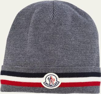 Moncler Mens Tricolor Logo Beanie