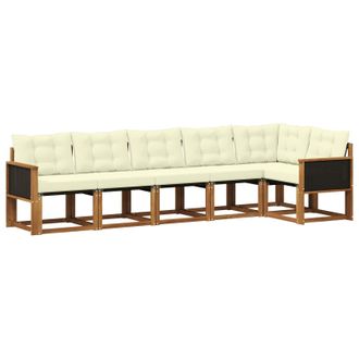 vidaXL Conjunto De Sof&aacute;s De Exterior Con Coj&iacute;n 6 Pcs Natural Y Crema Vidaxl