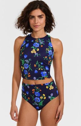 Lands End Tugless Portrait Back Set in Navy/tossed Poppy Floral at Nordstrom, Size X-Large