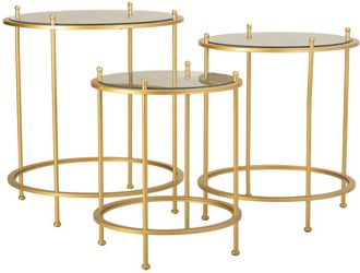 Wanderlust Deco Wanderlust Deco - Set 3 Mesas De Centro De Metal Doradas
