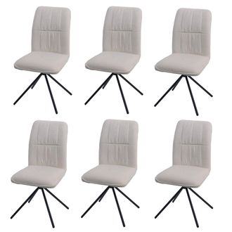 Hhg Nunca Usado] Juego De 6 Sillas De Comedor Hhg 432, Silla De Cocina, Giratoria Con Retorno Autom&aacute;tico, Tela/tejido Chenilla (340 G/m&sup2;) &Ouml;ko-tex, Crema