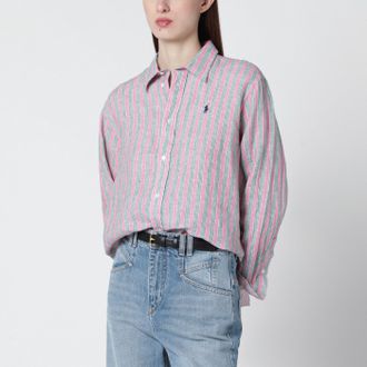 Polo Ralph Lauren Camicia a righe Crop Boxy Fit in lino