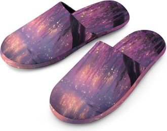 Generic Magical Forests Creek Glowing Mens House Slippers Slip Indoor Slipper On Shoes Warm Outdoor