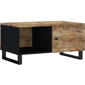 vidaXL Vidaxl - Mesa de centro madera maciza mango y contrachapada 80x50x40 cm