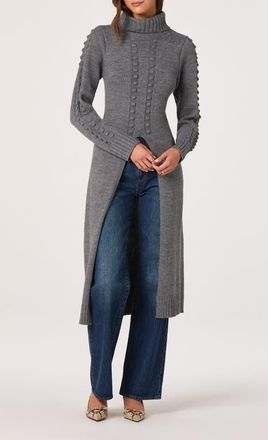 ASTR the Label Textured Maxi Turtleneck Sweater in Heather Charcoal at Nordstrom, Size X-Small