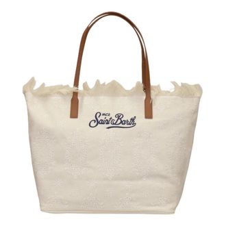 MC2 Saint Barth Tote Bags, female, White, Size: ONE SIZE City Shoulder Bag With Fringes