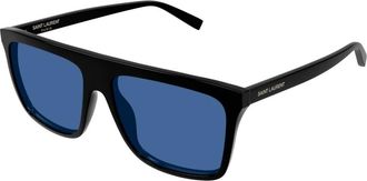 Saint Laurent 904 Zonnebril - Heren - Accessoires - Zwart - Maat: 59 MM Zijde