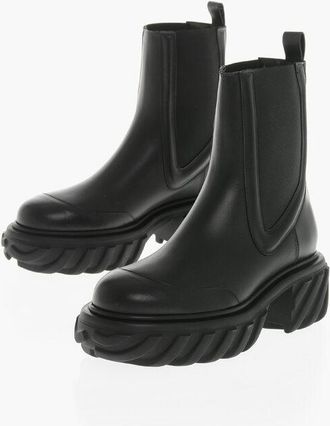 Off-white Chelsea TRACTOR MOTOR Leather Boots with 6cm Track Sole size 39