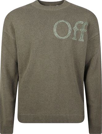 Off-white Olive Bookish Relaxed Wool-Blend Sweater