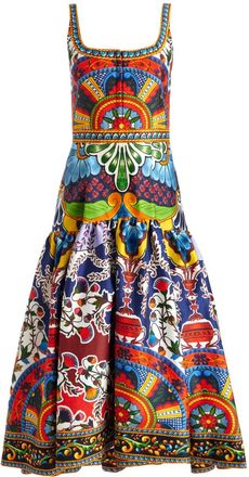 Alice & Olivia Diana midi dress - women - Cotton/Elastane - 2 - Blue