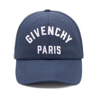 Givenchy Geborduurd Logo Navy Blauwe Katoenen Hoed - Heren - Petten - Blauw - ONE Size - Katoen - Accessoires