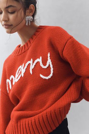 English Factory Crew-Neck Graphic Text Sweater