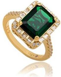 Suzy Levian Emerald Cut Cubic Zirconia Halo Ring in Green at Nordstrom Rack, Size 6.5