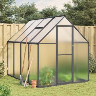 Berkfield Home Greenhouse with Base Frame Anthracite 224x169x195 cm Aluminium | Size: 224 x 169 x 195 cm