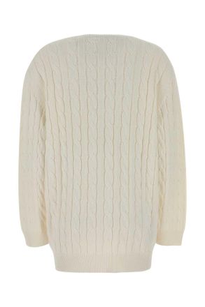 Prada Womens White Cotton Cardigan Bianco Exterior: Maglieria Sweater