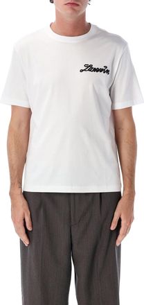 Lanvin White Short-Sleeve Embroidered Logo Cotton T-Shirt