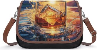 Generic Whisky Wine Sunset Crossbody Bags for Women Fashion Leather Shoulder Handbags With Adjustable Strap