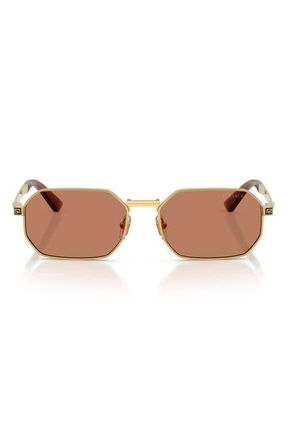 Versace 54mm Rectangular Sunglasses in Gold /Brown at Nordstrom