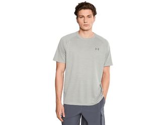 Under Armour Tech Textured Short Sleeve T-Shirt Mens Workout Titanium/Clay Green : LG